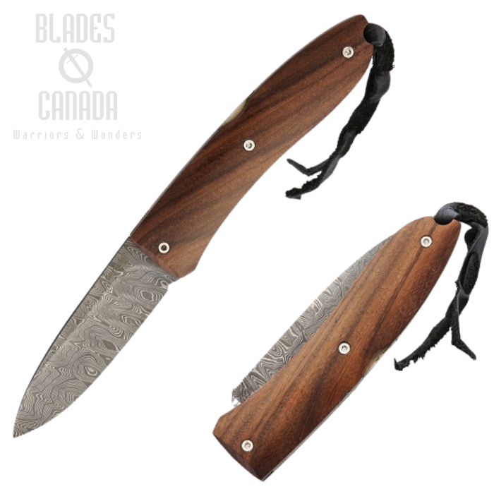Lion Steel ST Opera Folding Knife, Damascus, Santos Wood, 8800D ST